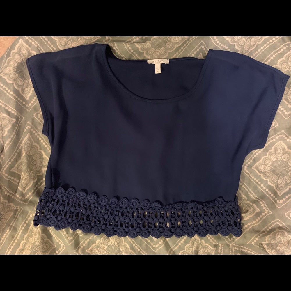 Navy blue lace crop top
